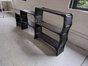 Low book shelf - blackened red oak, Solid Wood Ready to Assemble -  Modos Furniture