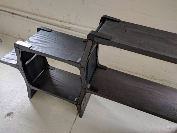 Low book shelf - blackened red oak, Solid Wood Ready to Assemble -  Modos Furniture